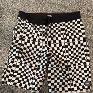 Vans Men's Checkered Black and White Hybrid Shorts